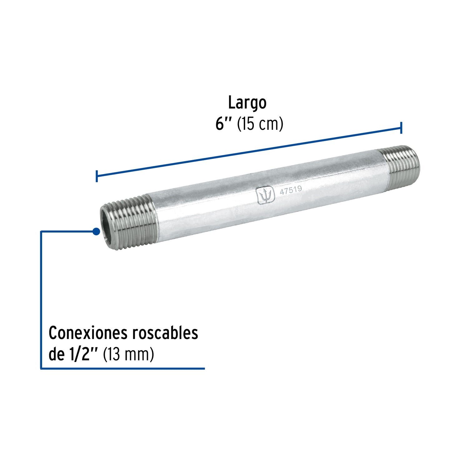 Niple galvanizado 1/2 x 6 47519 Foset Pieza