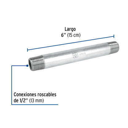 Niple galvanizado 1/2 x 6 47519 Foset Pieza