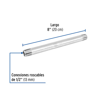 Niple galvanizado 1/2x8 47520 foset Pieza