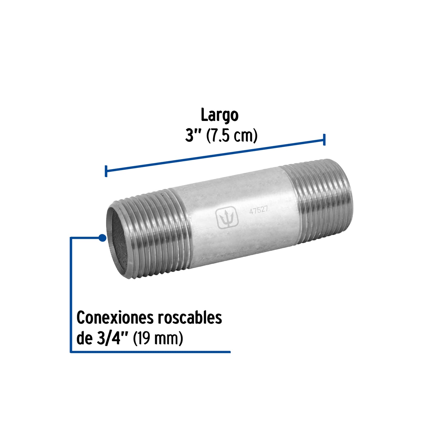 Niple galvanizado 3/4 x 3 47527 Foset Pieza