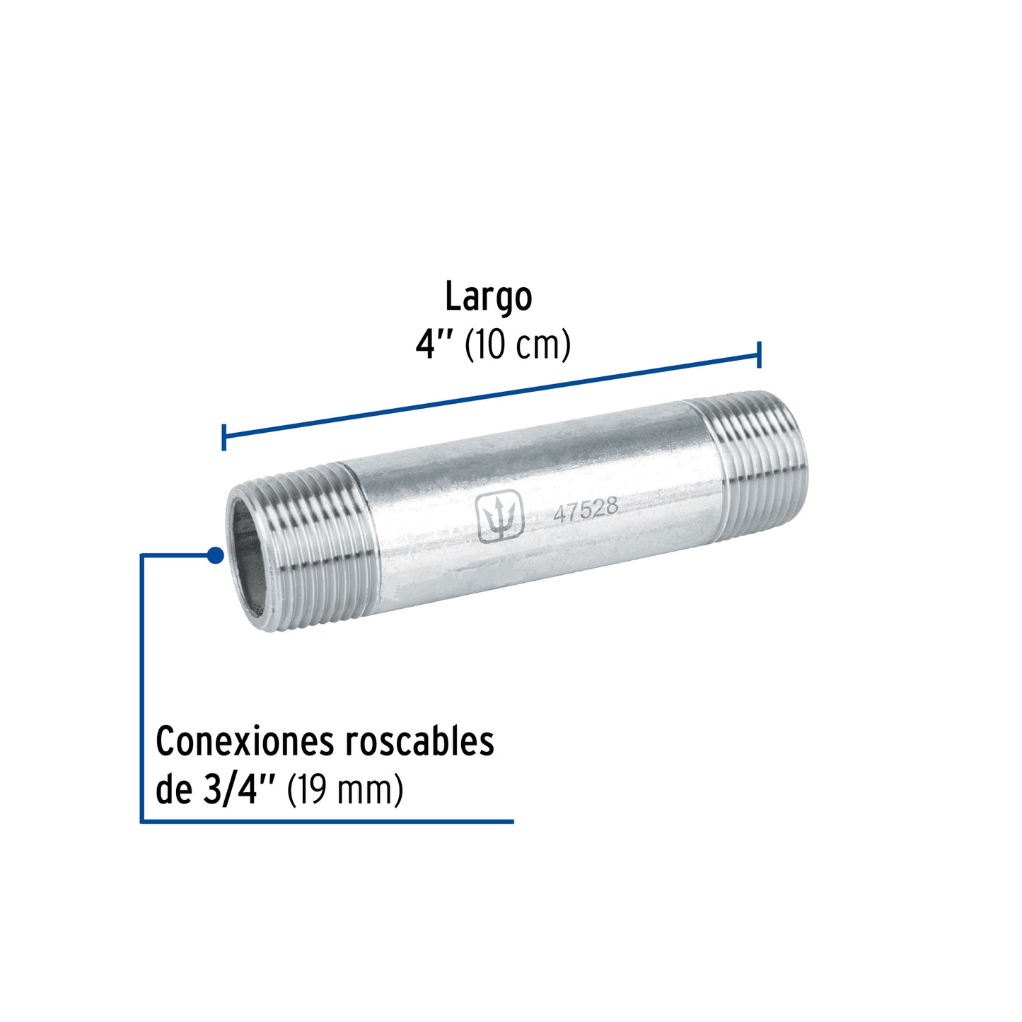 Niple galvanizado 3/4 x 4 47528 Foset Pieza