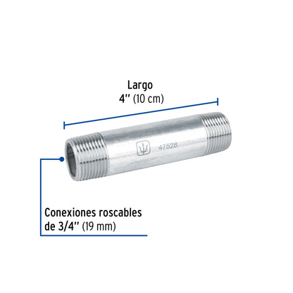 Niple galvanizado 3/4 x 4 47528 Foset Pieza