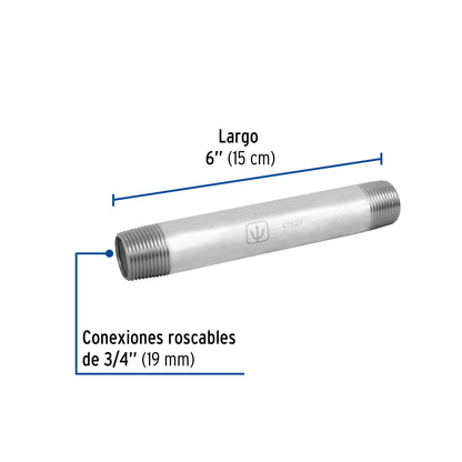 Niple galvanizado 3/4 x 6 47529 Foset Pieza