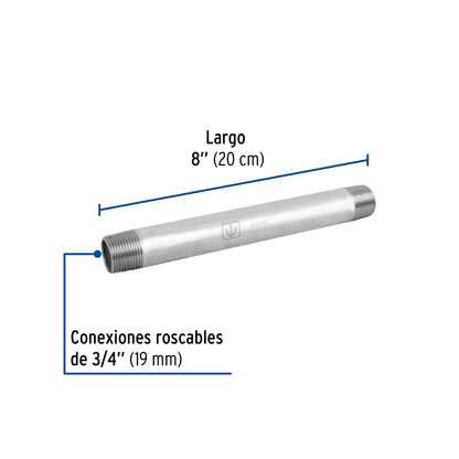 Niple galvanizado 3/4 x 8 47530 Foset Pieza