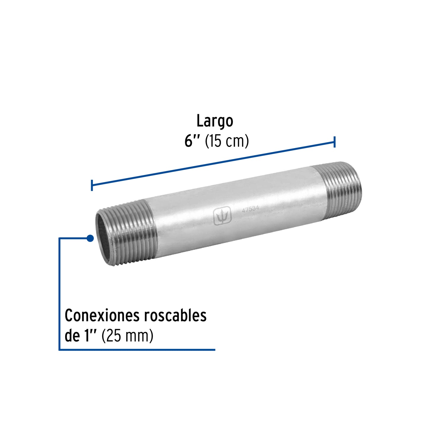 Niple galvanizado 1x6 47534 foset Pieza