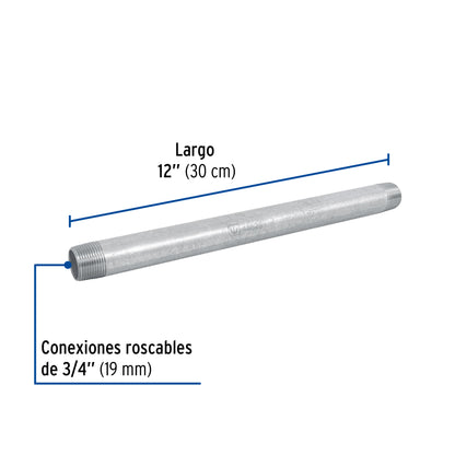 Niple galvanizado 3/4 x 12 48825 Foset Pieza