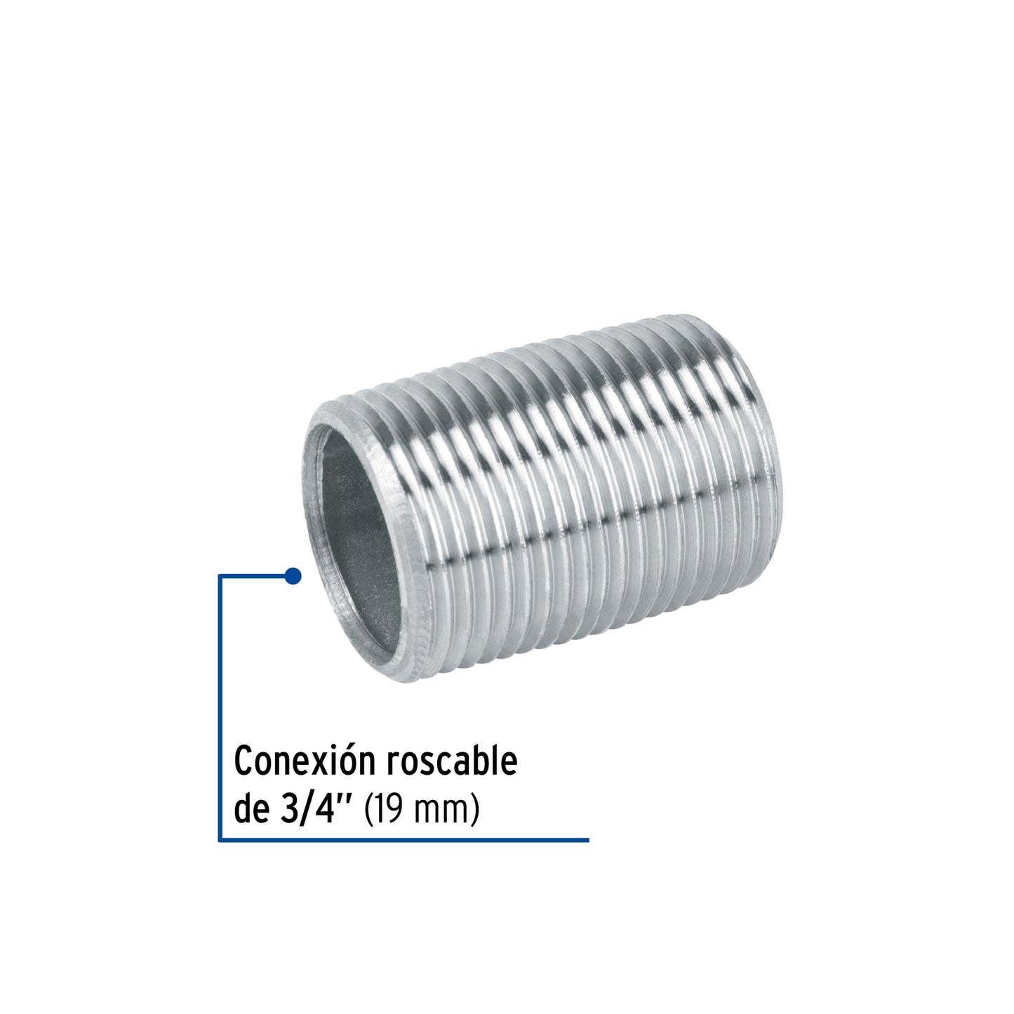 Niple galvanizado cuerda corrida 3/4 47537 Foset Pieza