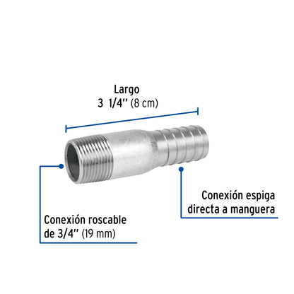 Niple galvanizado tipo botella 3/4 48176 Foset Pieza