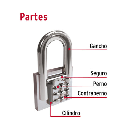 Candado de hierro 25mm gancho corto blister 43796 Hermex Pieza