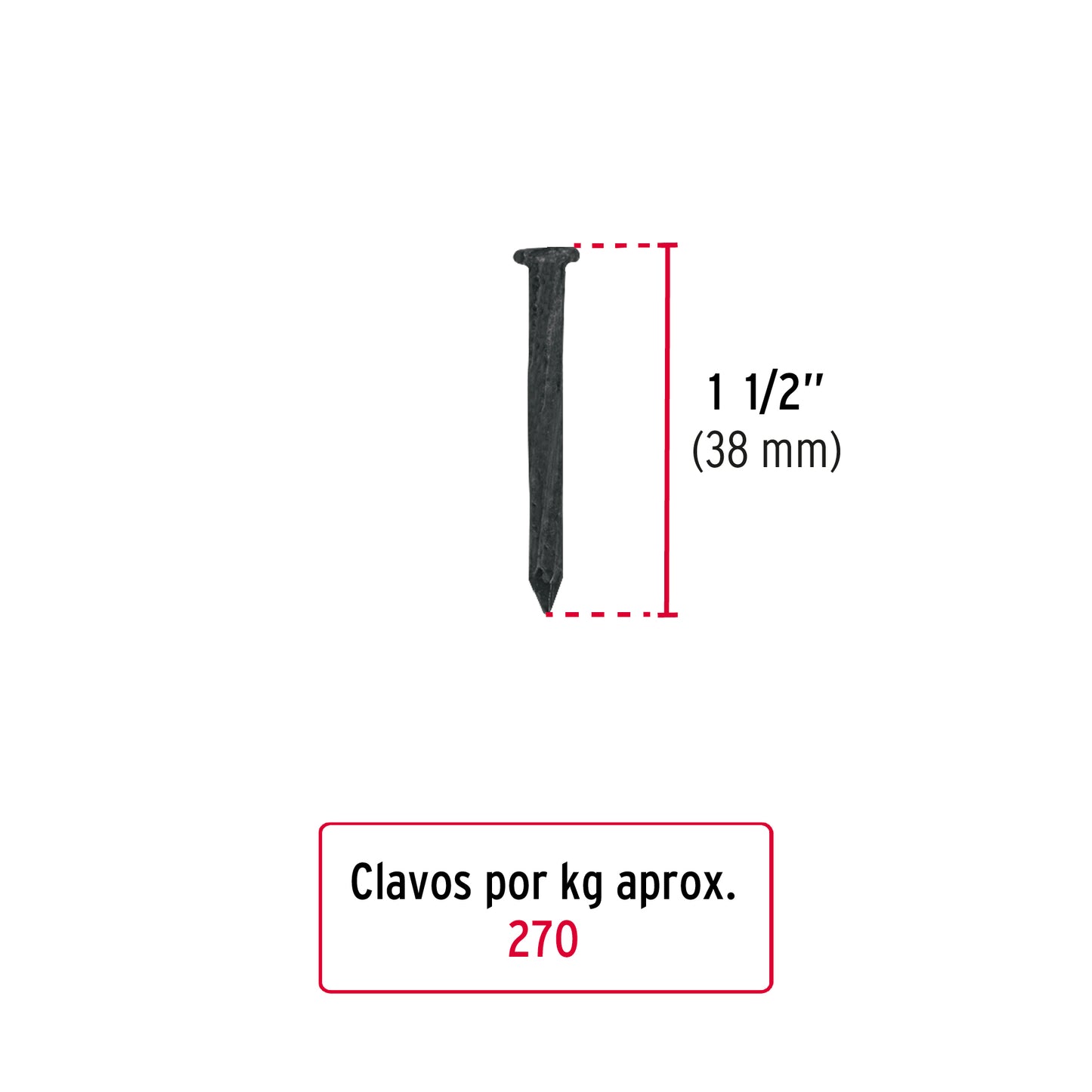 Clavo concreto 1 1/2p negros  44132 Pieza