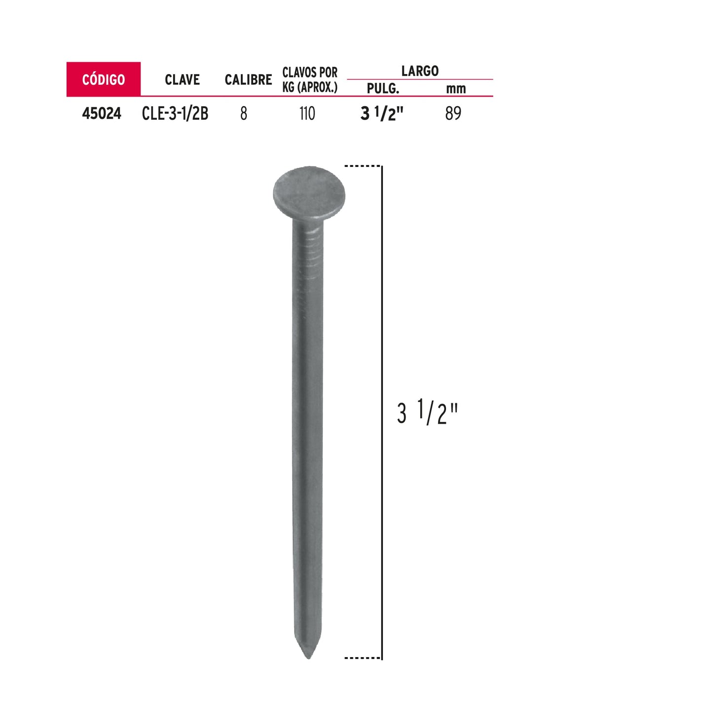 Clavo con cabeza 3 1/2 1 kg 45024 fiero Kilogramo