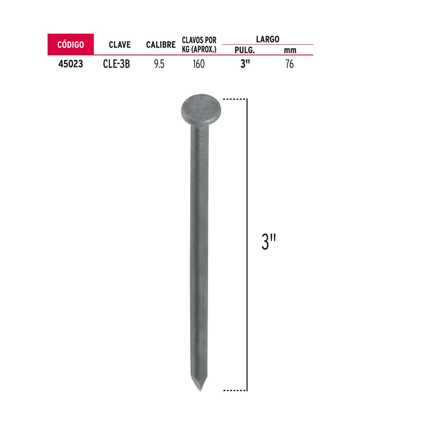 Clavo con cabeza 3p 1 kg 45023 fiero Kilogramo