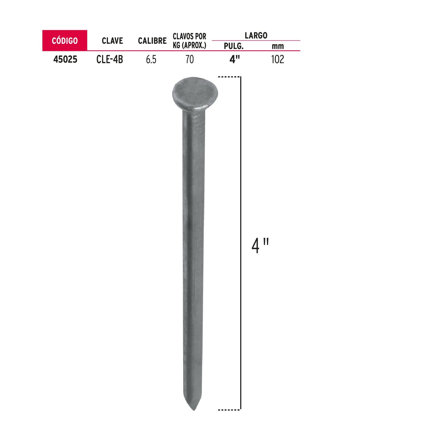 Clavo con cabeza 4p1 kg 45025 fiero Kilogramo