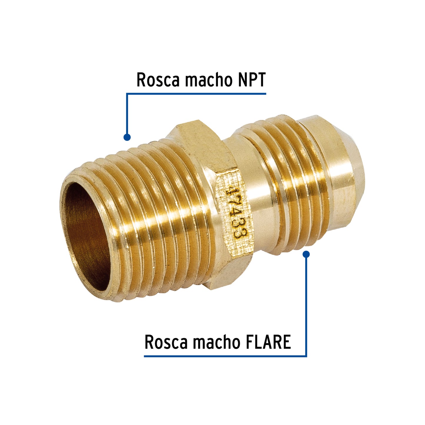 Niple terminal 3/8 x 3/8 para gas 47433 foset Pieza