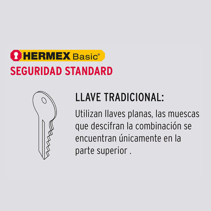 Cerradura llave-llave combo cromo - 23621 - hermex Pieza