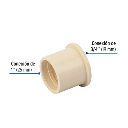 Reduccion cpvc bushing 1 x 3/4 45064 Foset Pieza