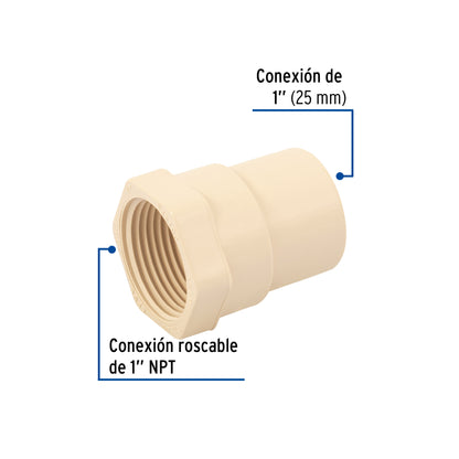 Conector hembra de CPVC 1 45103 Foset Pieza