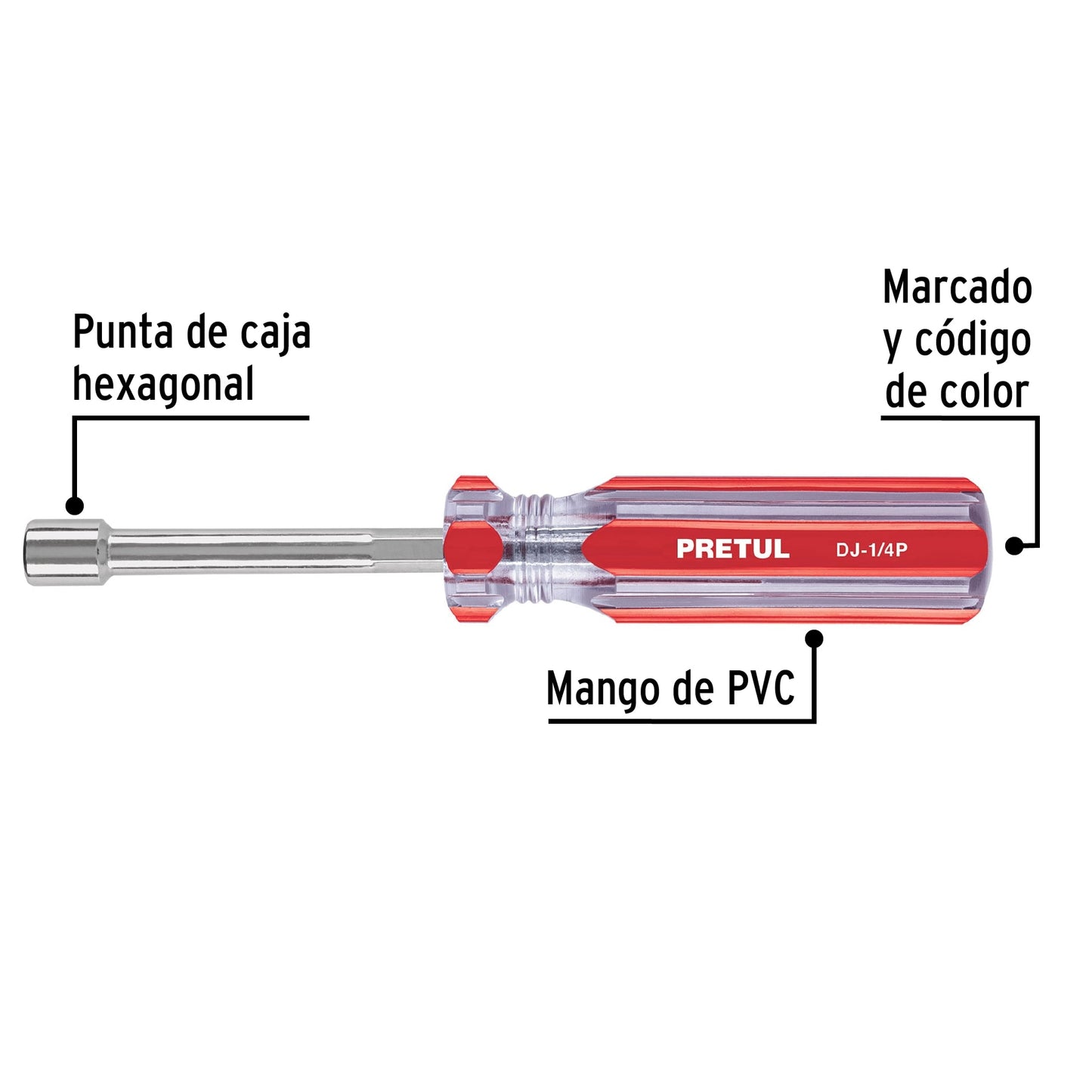 Desarmador de caja 1/4p mango de PVC Pretul 29989 Pieza