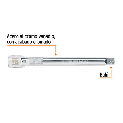 Extension de 8p para matraca para dados cuadro de 1/2 13917 truper Pieza