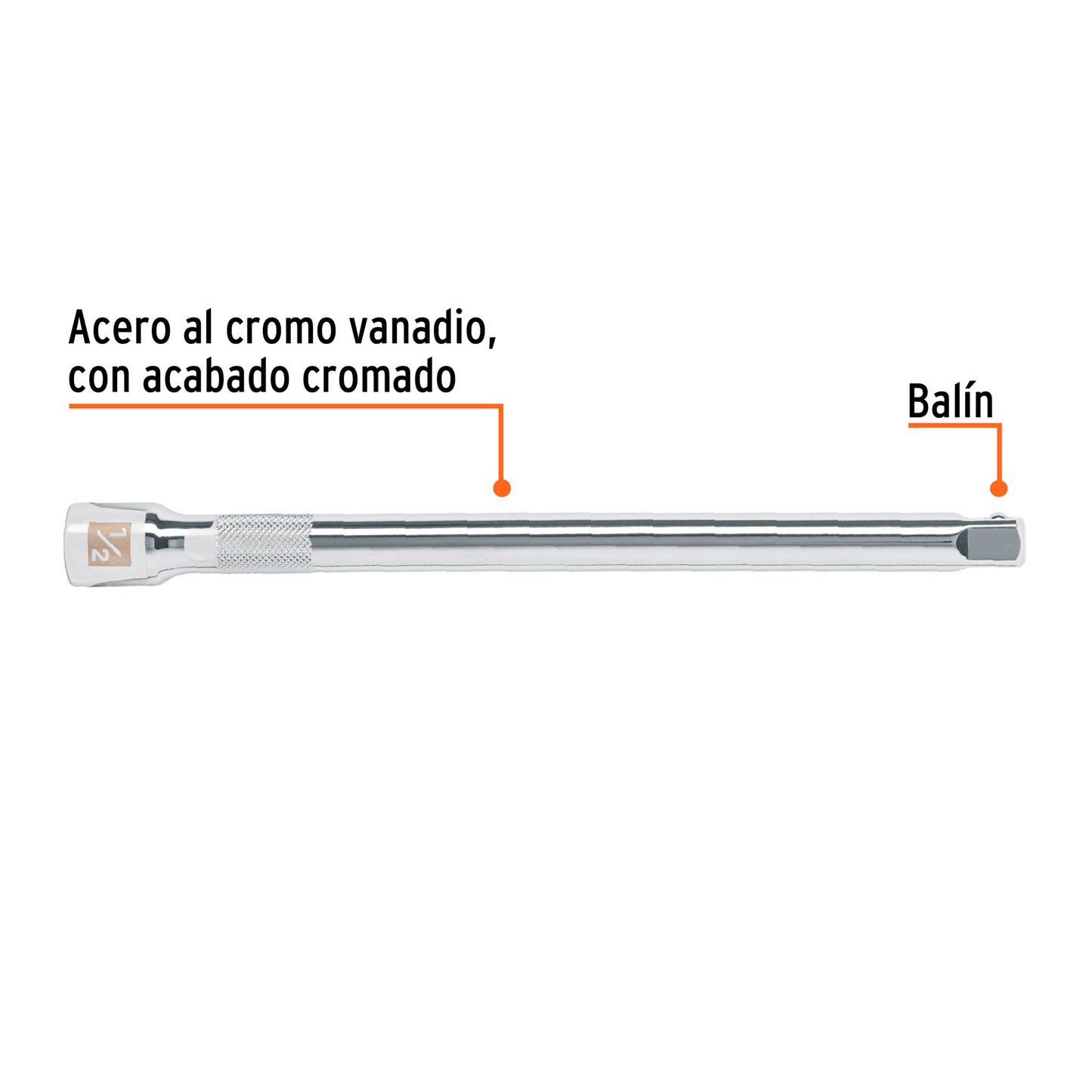Extension de 10p para matraca para dados cuadro 1/2p 13418 truper Pieza