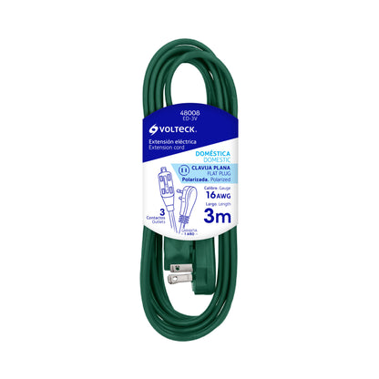 Extensión eléctrica doméstica 3 m verde 48008 Volteck Pieza