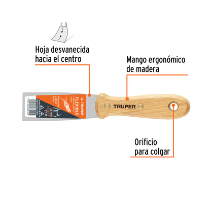 Espatula flexible mango de madera 1p 14447 truper Pieza