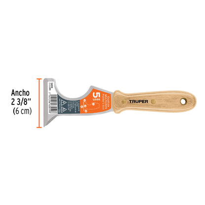 Espatula 2 1/2 mango de madera 5 usos 14458 truper Pieza