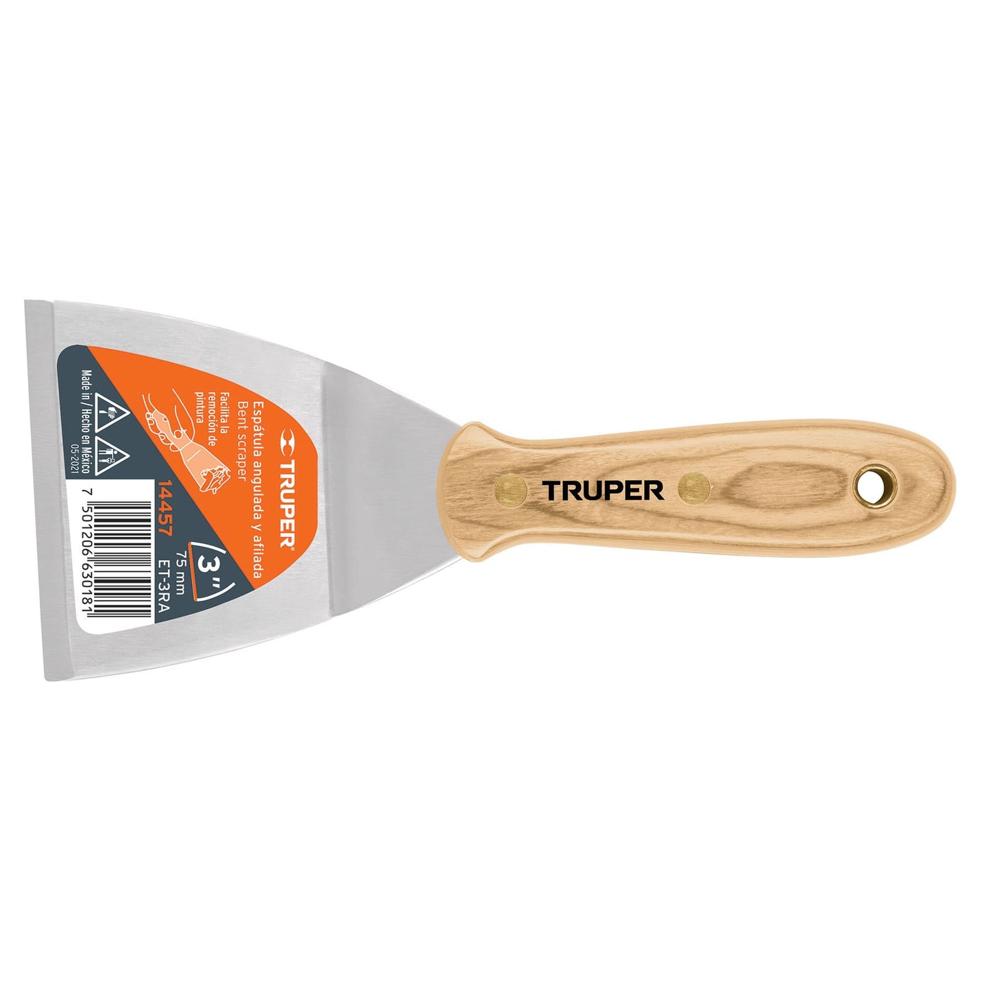 Espatula afilada y angulada mango de madera 3 14457 Truper Pieza