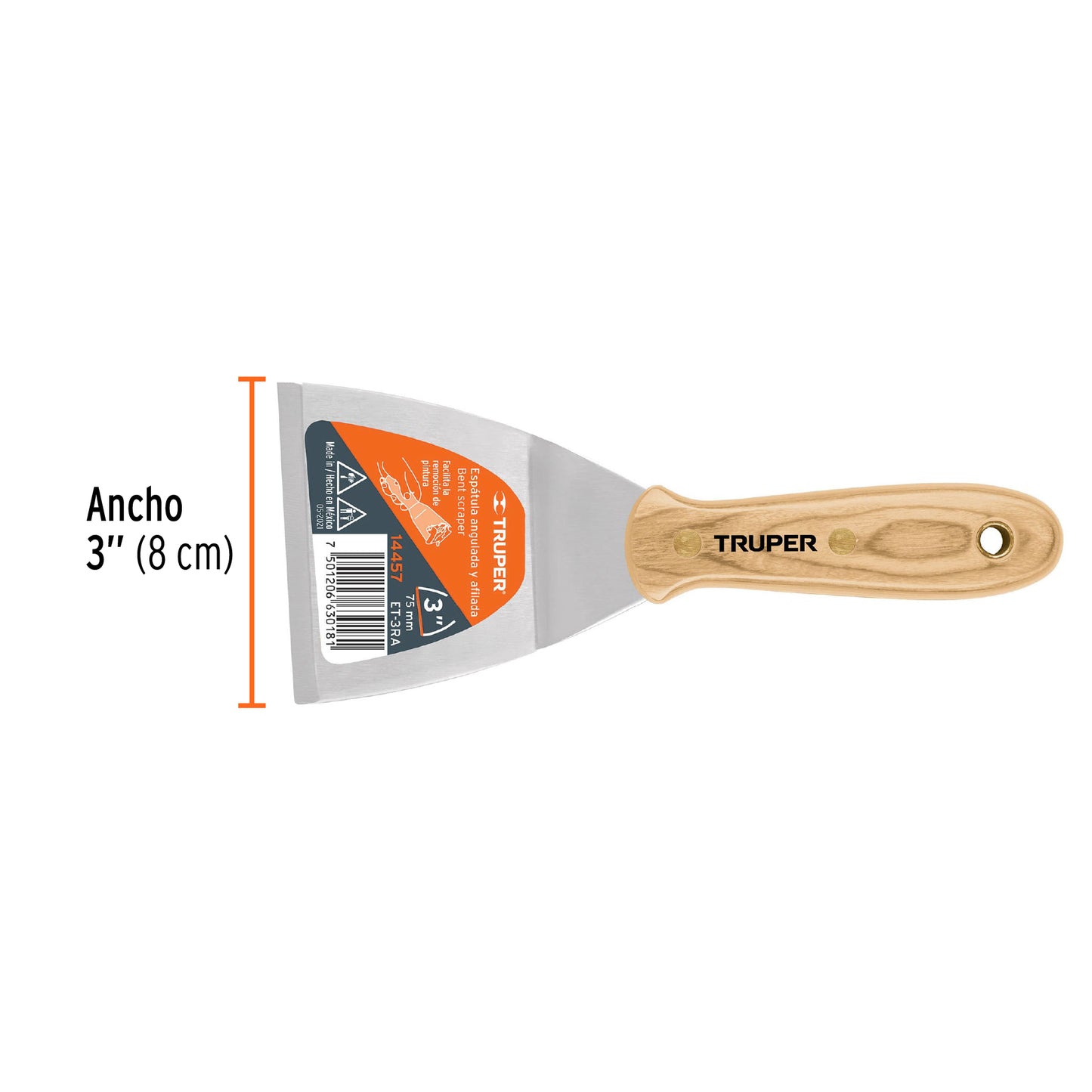 Espatula afilada y angulada mango de madera 3 14457 Truper Pieza
