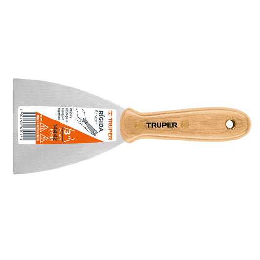 Espatula rigida mango de madera 3p truper14442 Pieza
