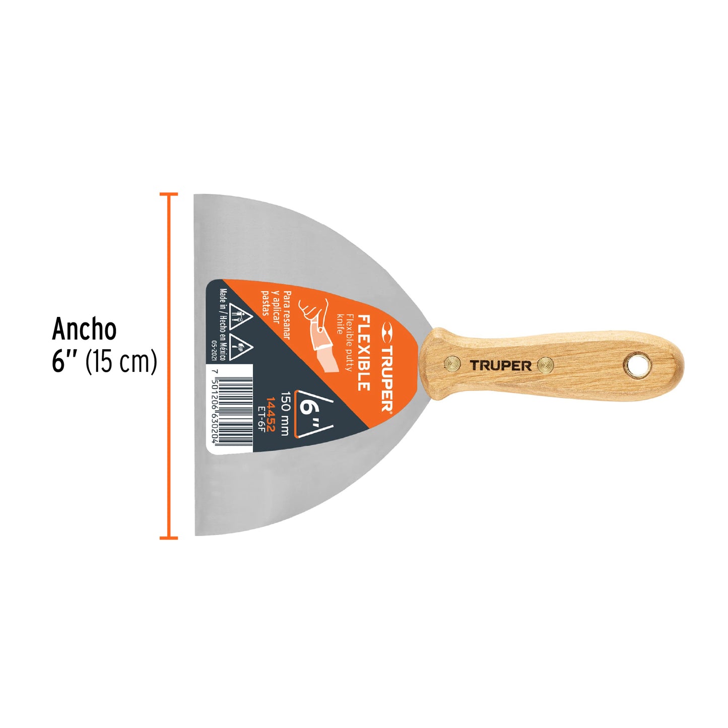 Espatula flexible mango de madera 6 14452 Truper Pieza