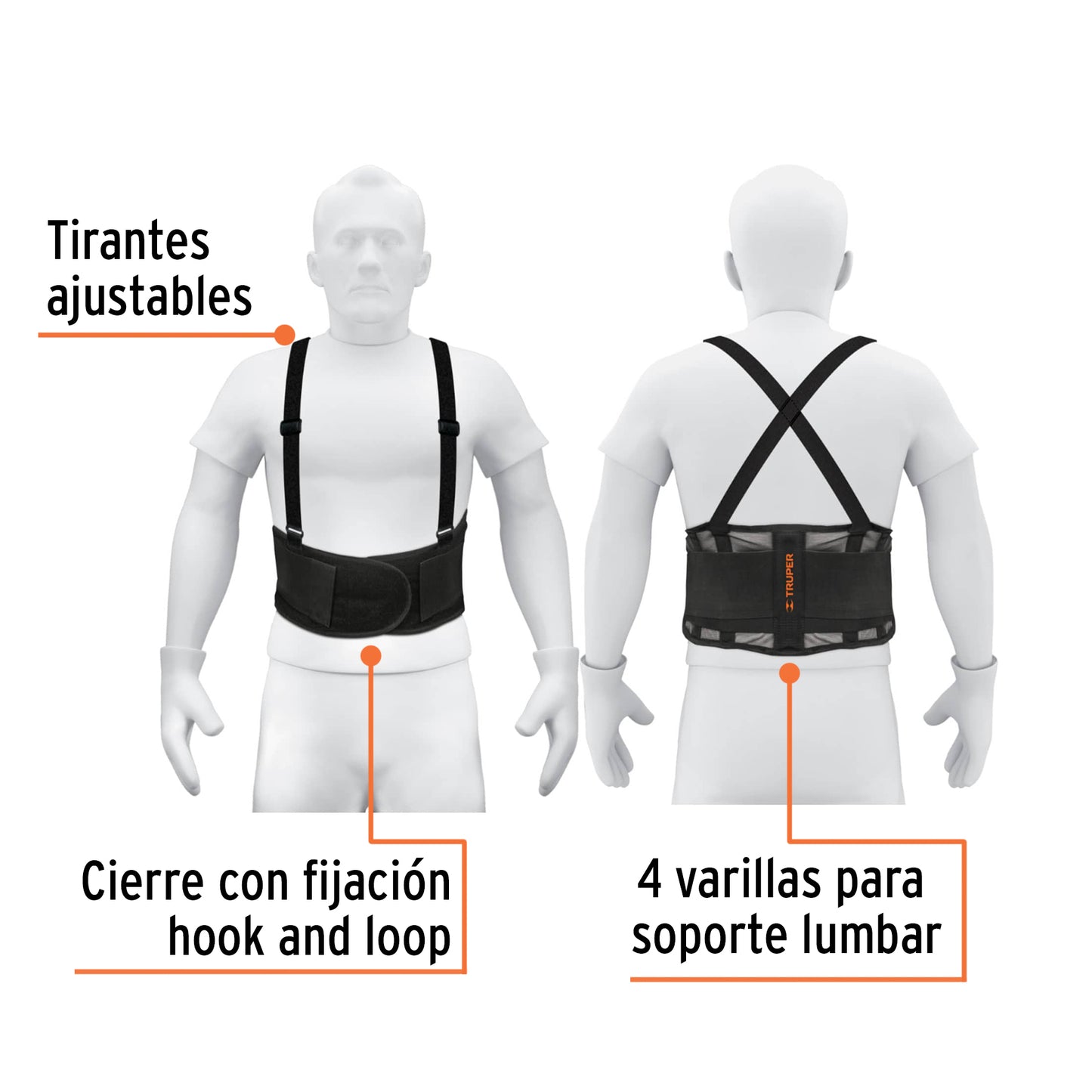 Faja con tirantes ajustables ventilada talla mediana 11965 Truper Pieza