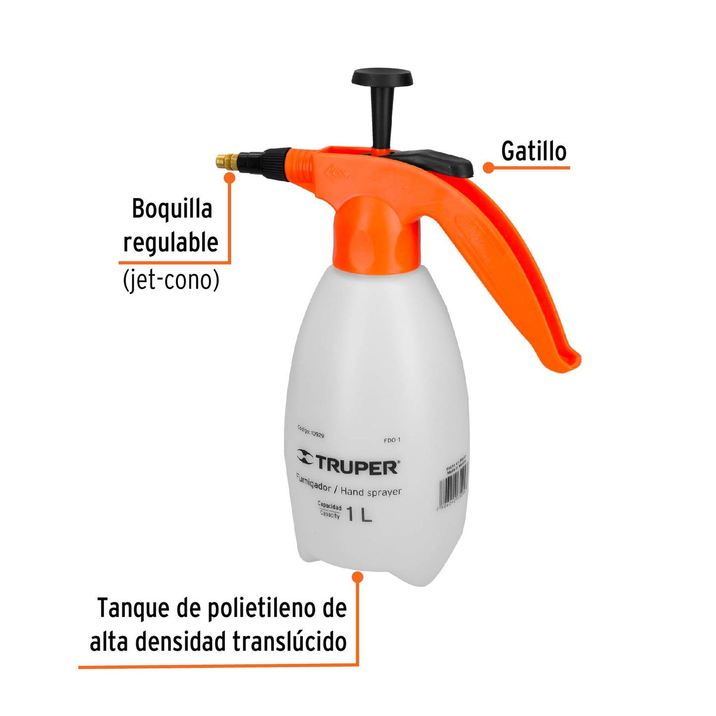 Fumigador doméstico 1 litro 10929 Truper Pieza