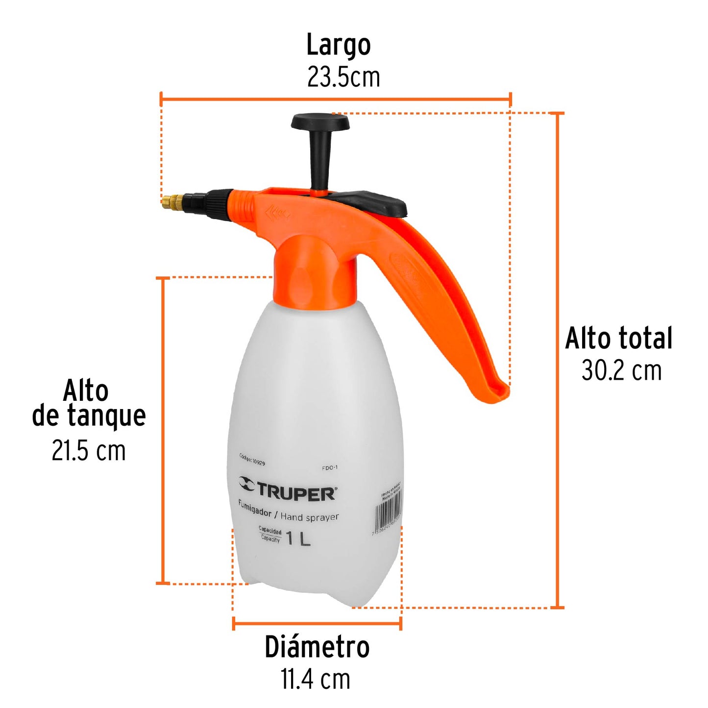 Fumigador doméstico 1 litro 10929 Truper Pieza