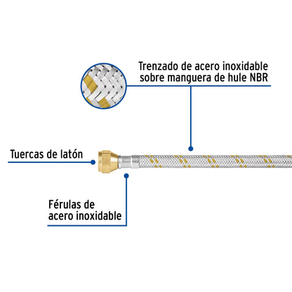 Manguera de hule 60 cm revestida de acero usos generales 49514 Foset Pieza