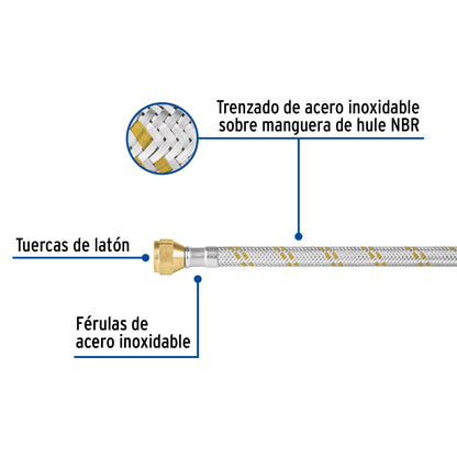 Manguera de hule 150 cm revestida de acero usos generales 49516 Foset Pieza