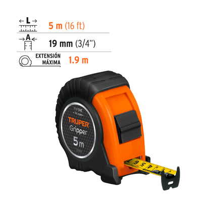 Flexometro contra impacto 5 m 3/8p graduacian metrica 15388 truper Pieza