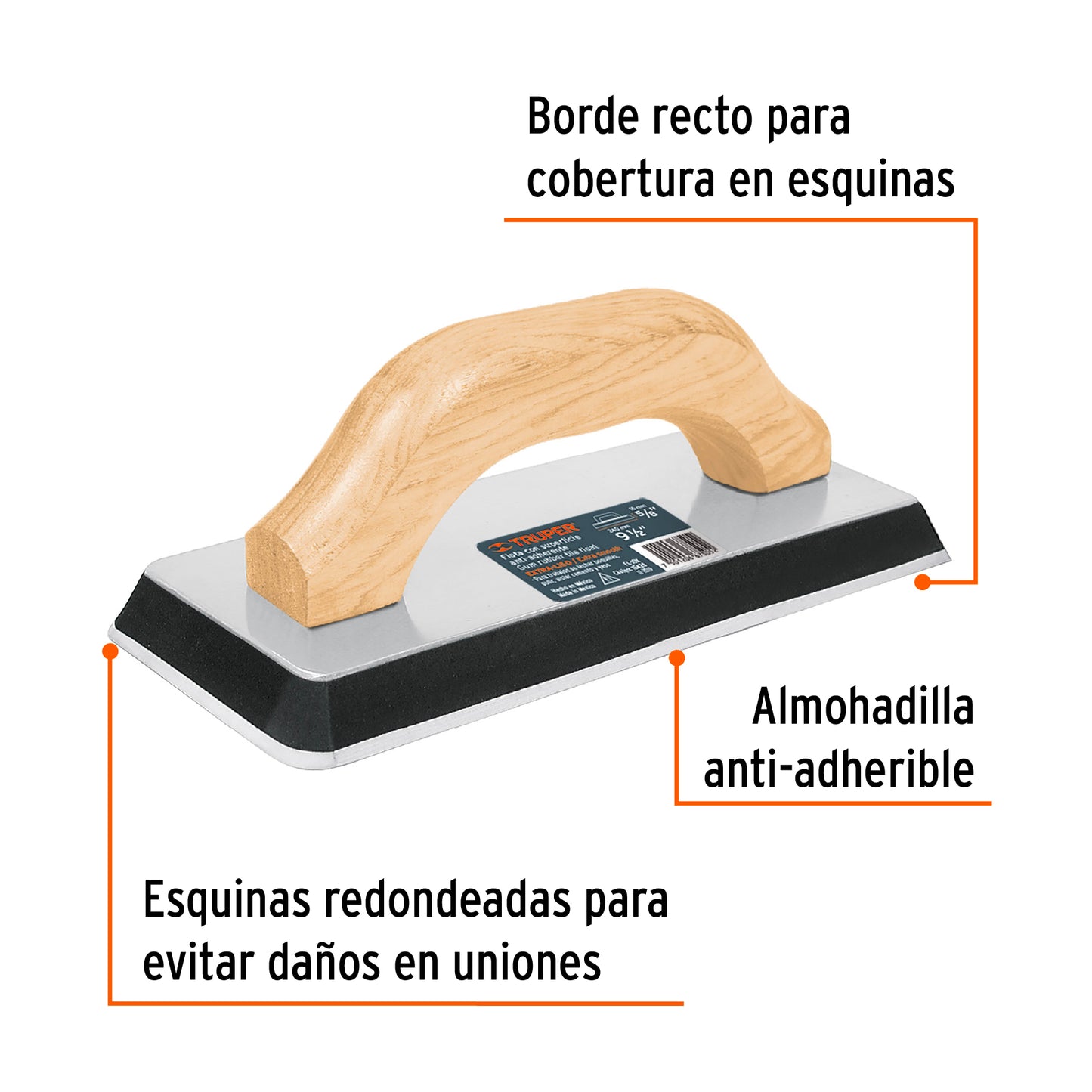 Flota de hule 9-1/2p espesor 5/8p acabado liso -15428 - truper Pieza