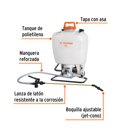 Fumigador de mochila tipo 425 15 litros 10887 truper Pieza