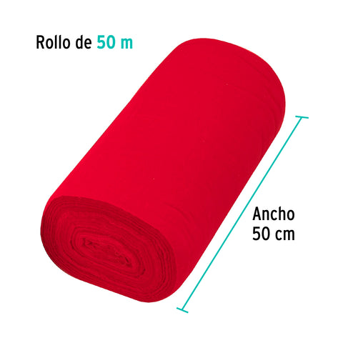 Franela de algodon en rollo 50 m color rojo 57002 Klintek Metro