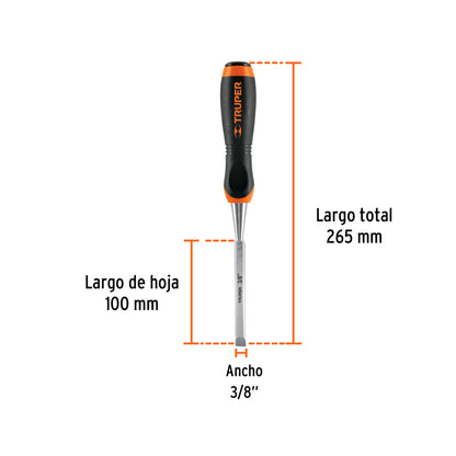 Formón mango comfort grip 3/8 14618 Truper Pieza