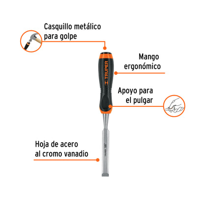 Formón mango comfort grip 5/8 14624 Truper Pieza