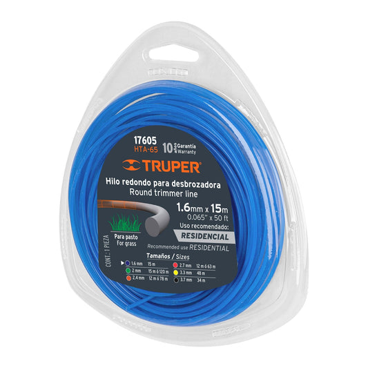 Hilo redondo para desbrozadora 15 m largo 1.6 mm blister Pieza