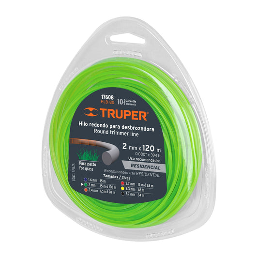 Hilo redondo para desbrozadora 15 m largo 2 mm blister Pieza