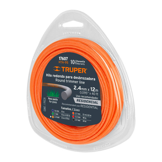 Hilo redondo para desbrozadora 12 m largo 2.4 mm blister Pieza