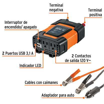 Inversor de corriente 200 W 10448 Truper Pieza