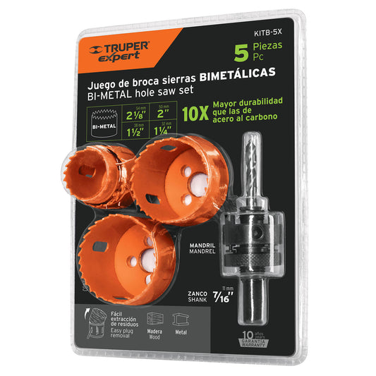 Juego de 5 brocasierras bimetalicas 100815 Truper Paquete