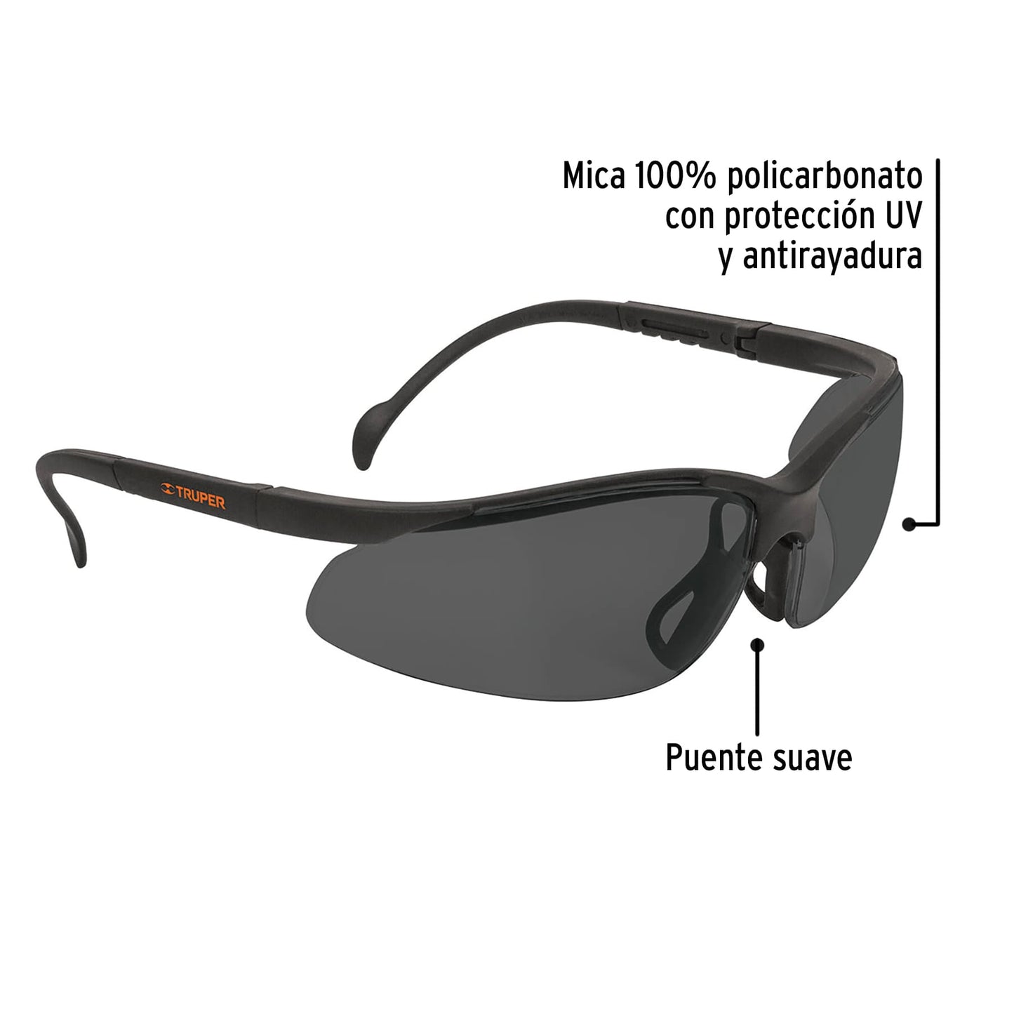 Lentes de seguridad gris vision 14302 truper Pieza