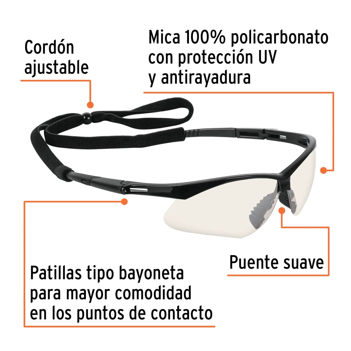 Lentes sport mica interior exterior con cordon 15180 truper Pieza