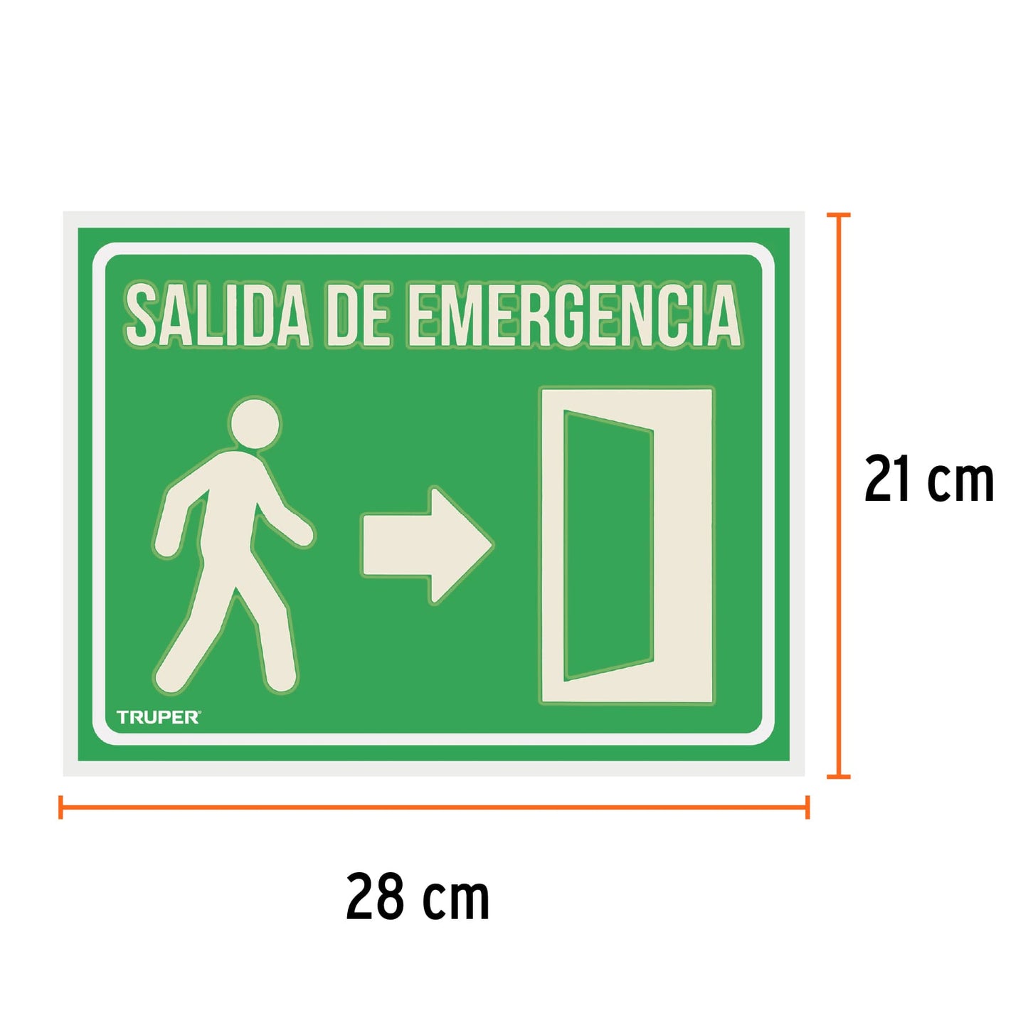 Letrero de señalización SALIDA DE EMERGENCIA 21 x 28 cm 18348 Truper Pieza